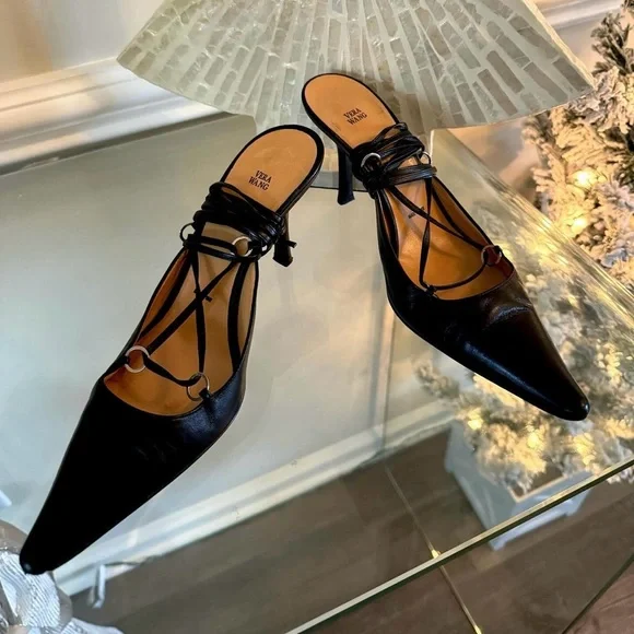 Vera Wang - Leather T-Strap Heels - Picture 7 of 10